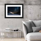 Snowy Road Under Milky Way Wall Art