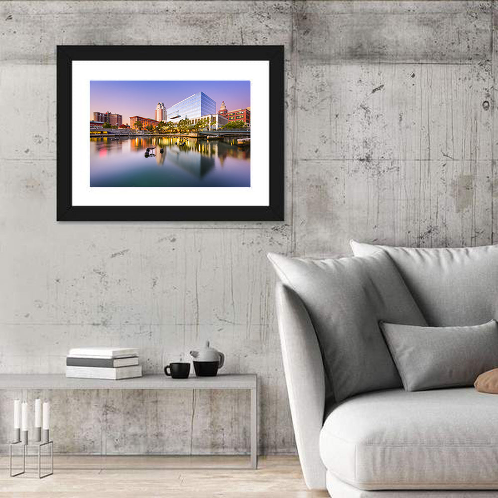 Providence River Skyline at Twilight Wall Art