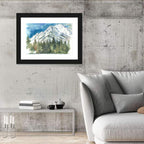 Snowy Mountain Watercolor Wall Art