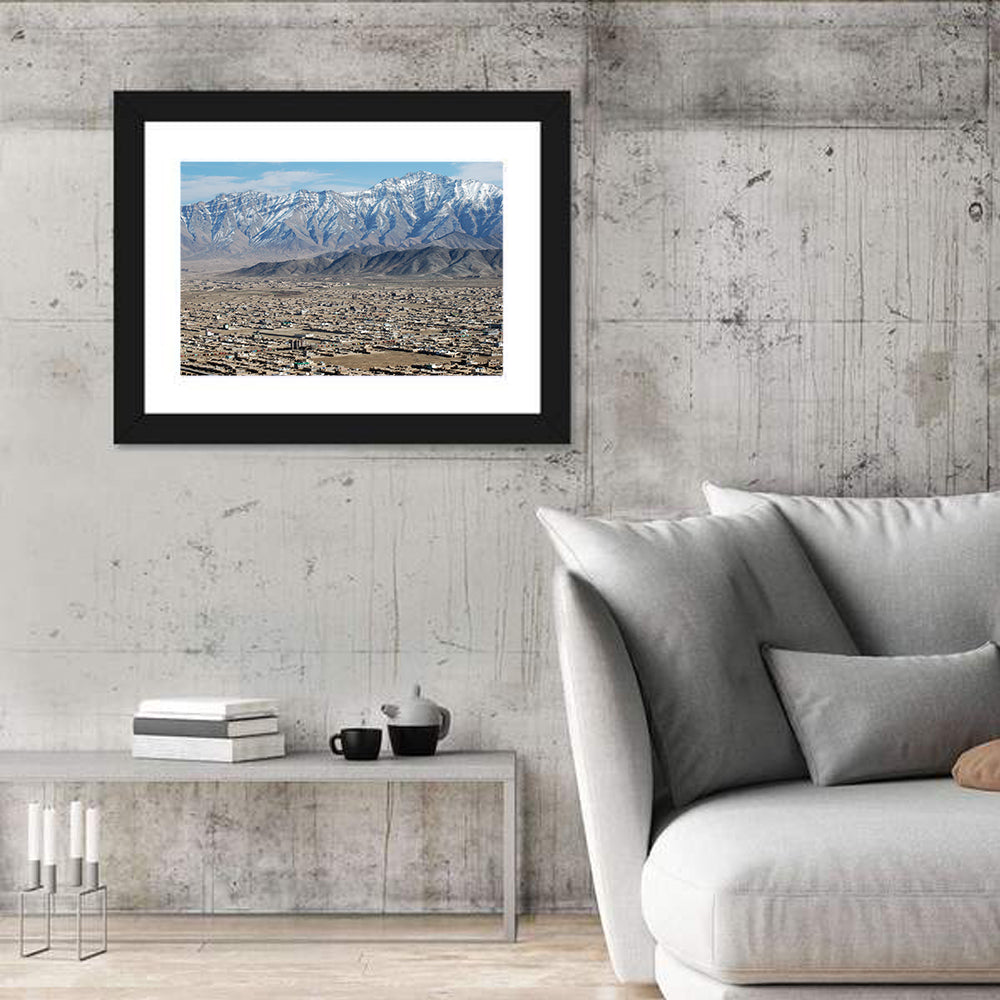 Kabul from Above with Snow-capped Mountains Wall Art
