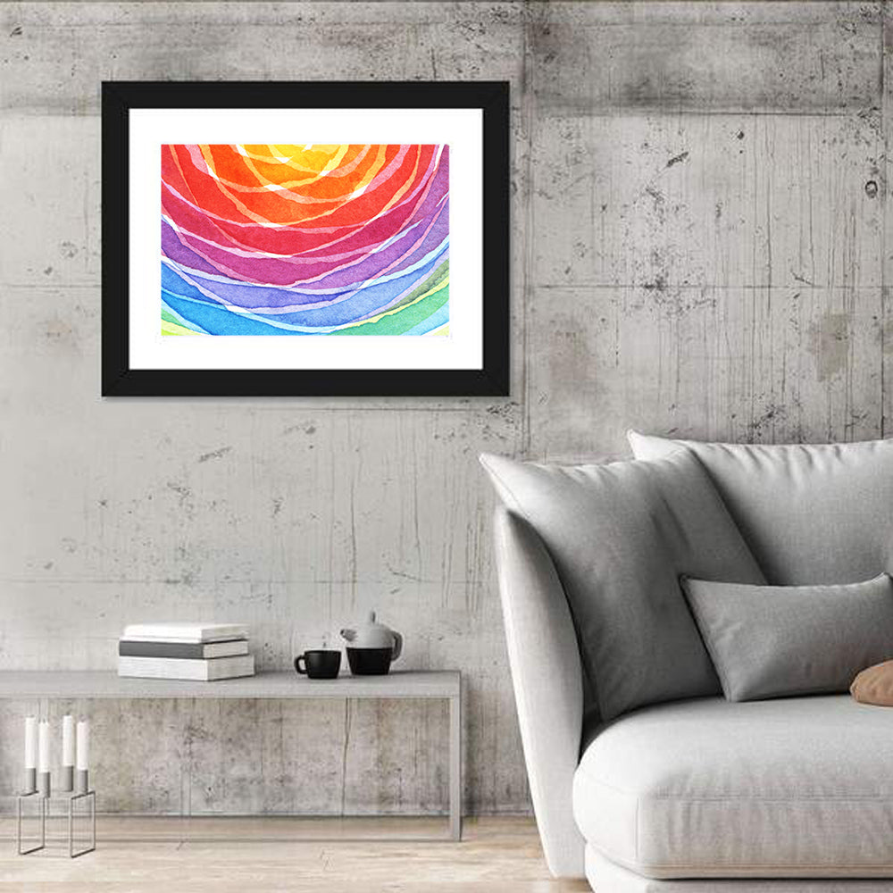 Radiant Rainbow Watercolor Arcs Wall Art