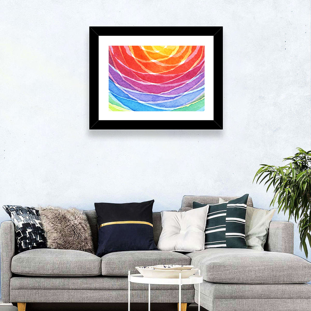 Radiant Rainbow Watercolor Arcs Wall Art