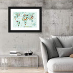 World Travel Map Illustration Wall Art