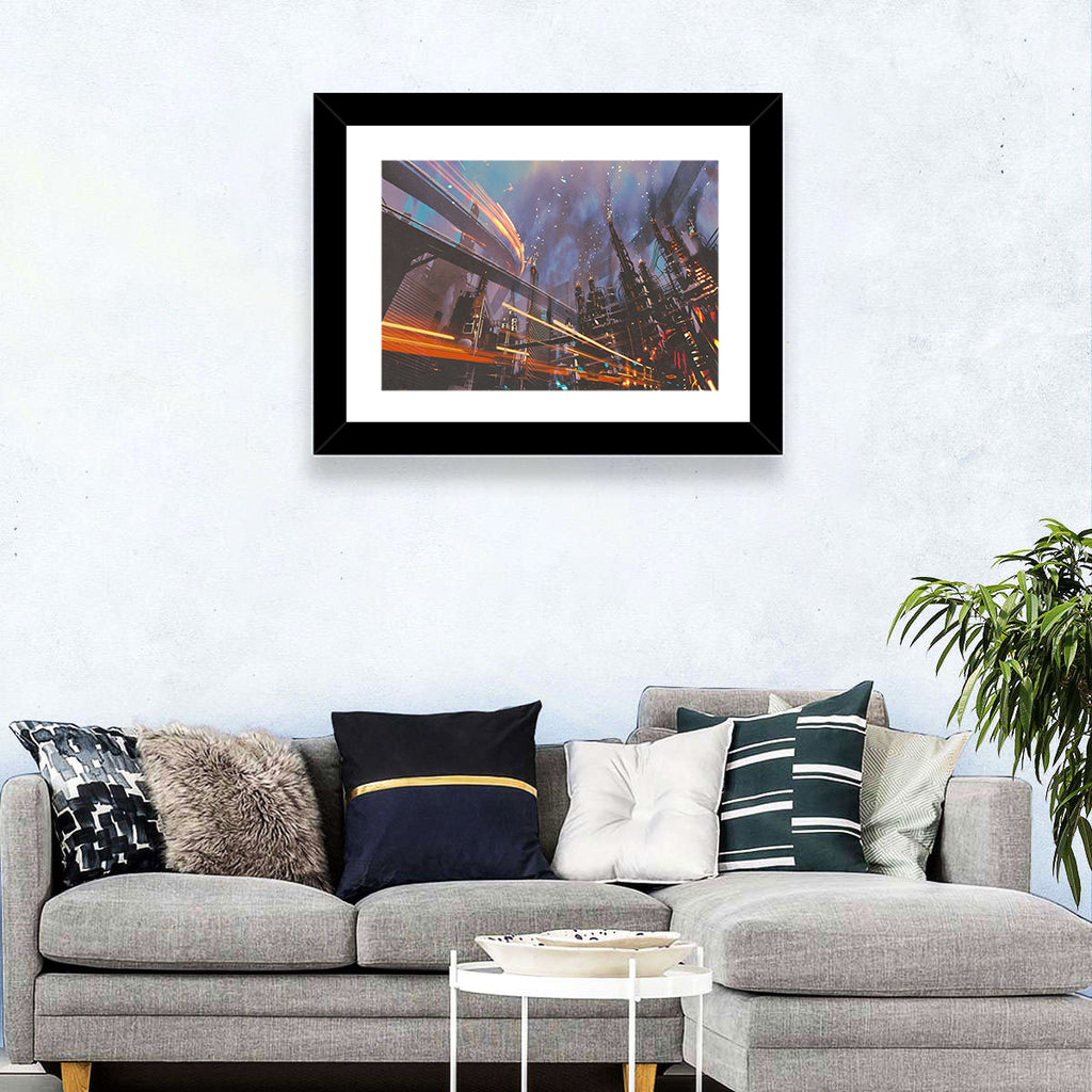 Futuristic Industrial Cityscape Wall Art