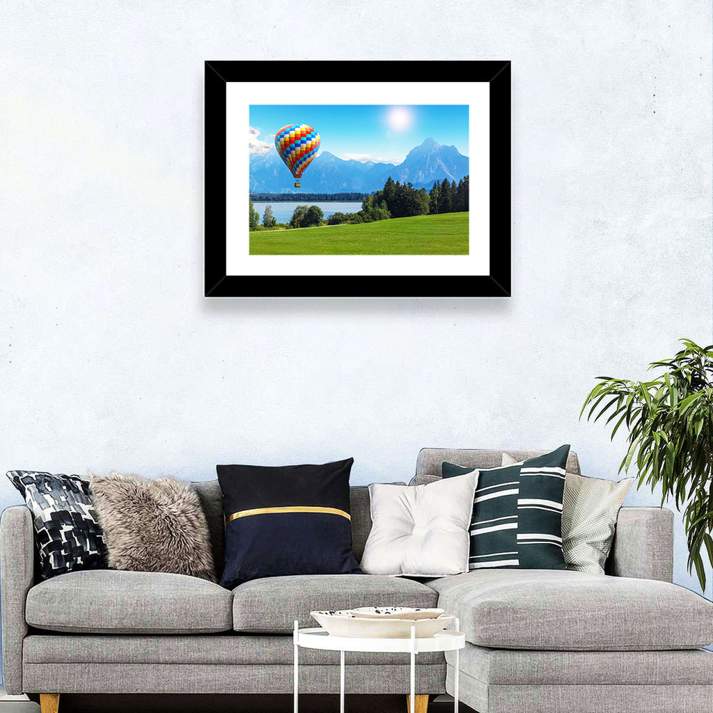 Bavarian Lake with Hot Air Balloon Wall Art