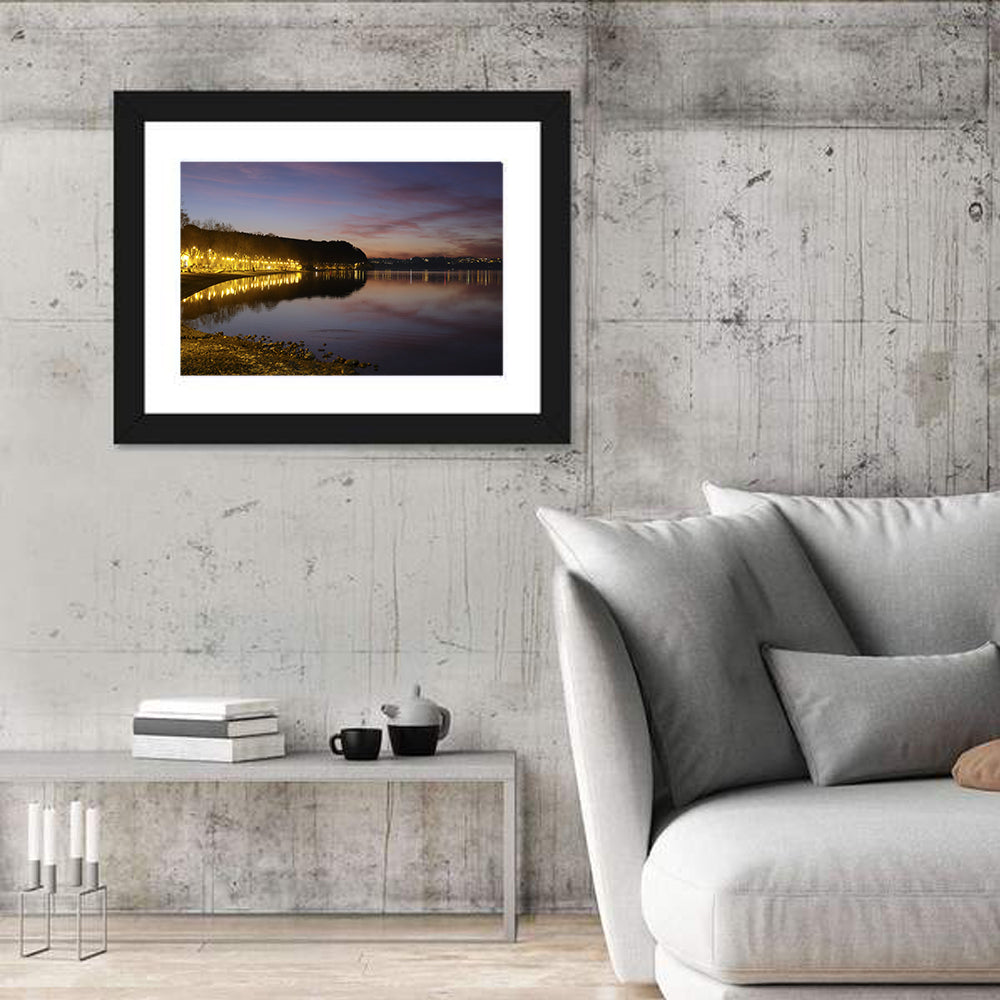 Bracciano Lake Twilight Wall Art in a room, landscape
