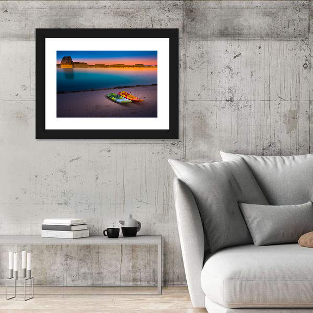 Lake Powell Sunset Wall Art in a room, landscape