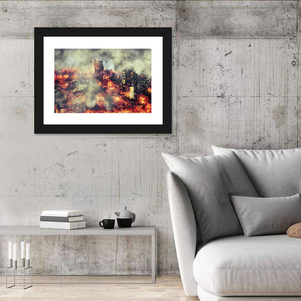 Warsaw Spire Burning City Abstract Wall Art