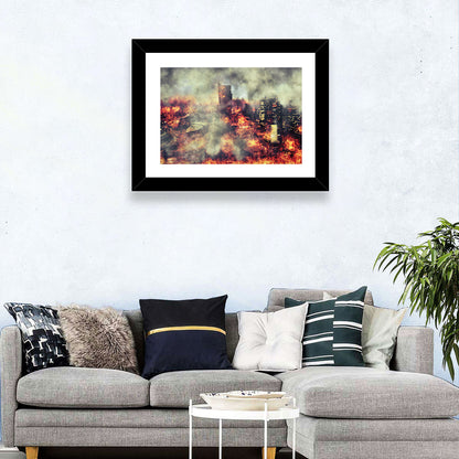 Burning City Abstract Wall Art