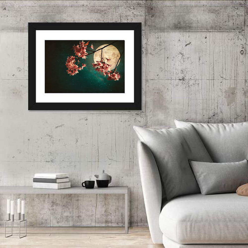 Sakura Flowers & Moon Wall Art