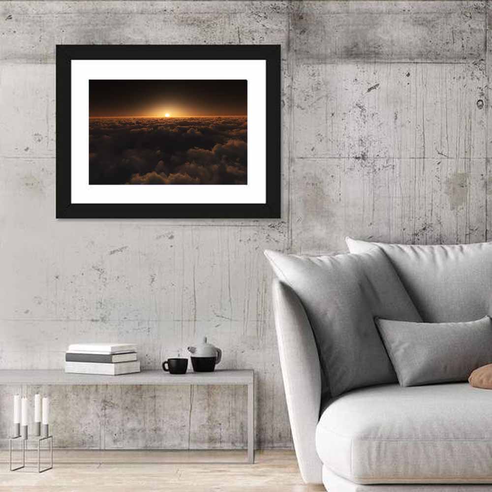 Sunset Over Cloud Sea Wall Art in a room, landscape