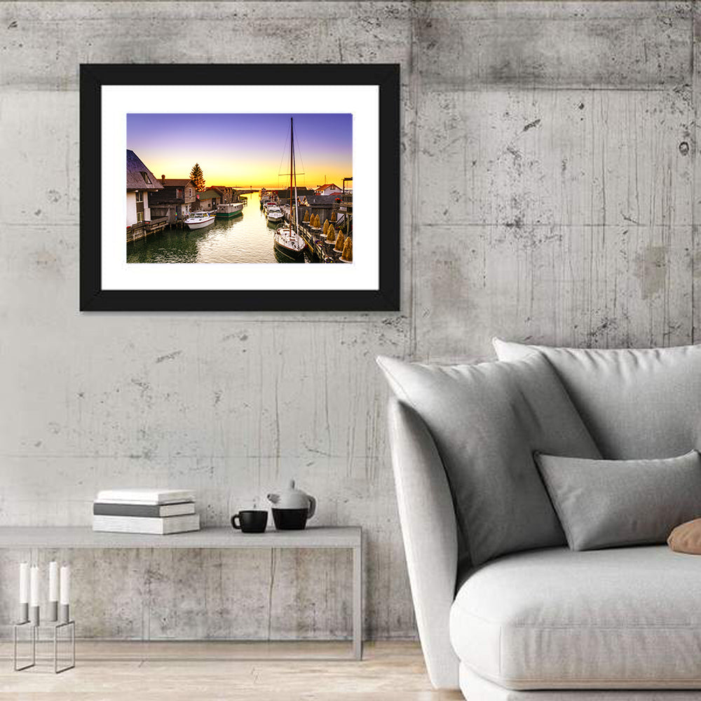 Leland Fishtown Sunset Wall Art in a room, landscape