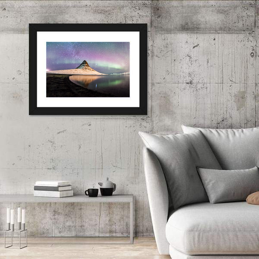 Kirkjufell Under the Milky Way Wall Art in a room, landscape