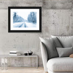 Tire Tracks on Snowy Road Wall Art