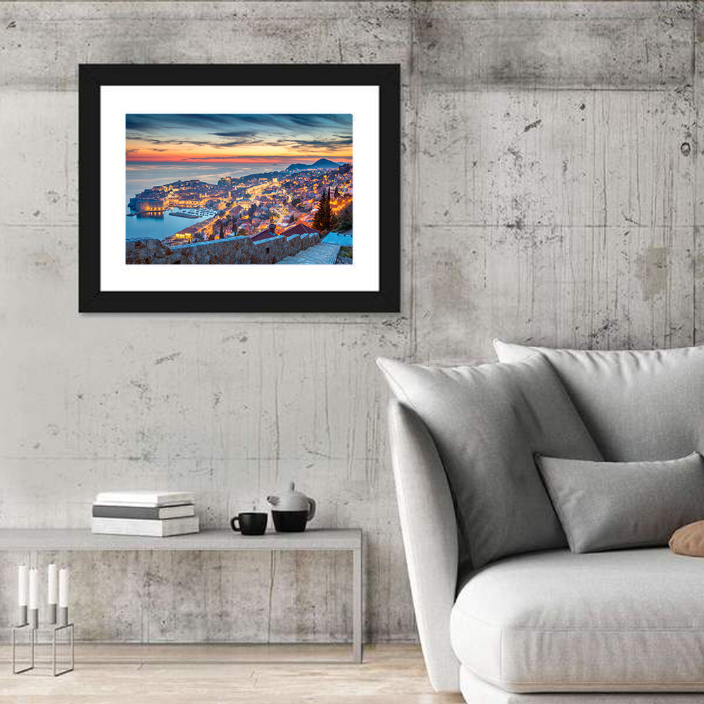 Old Town Dubrovnik at Dusk Wall Art in a room, landscape