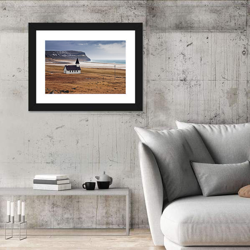 Icelandic Church with Dark Steeple Wall Art