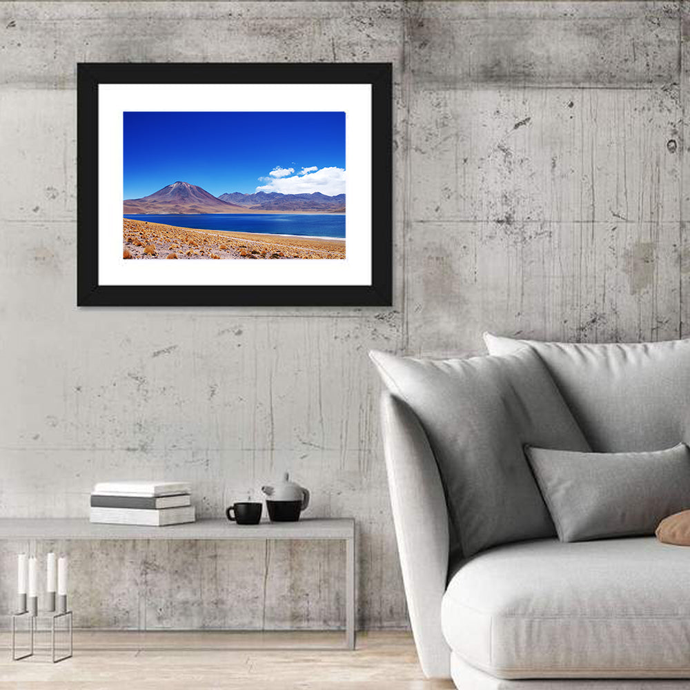Miscanti Lagoon and Miñiques Volcano Wall Art in a room, landscape