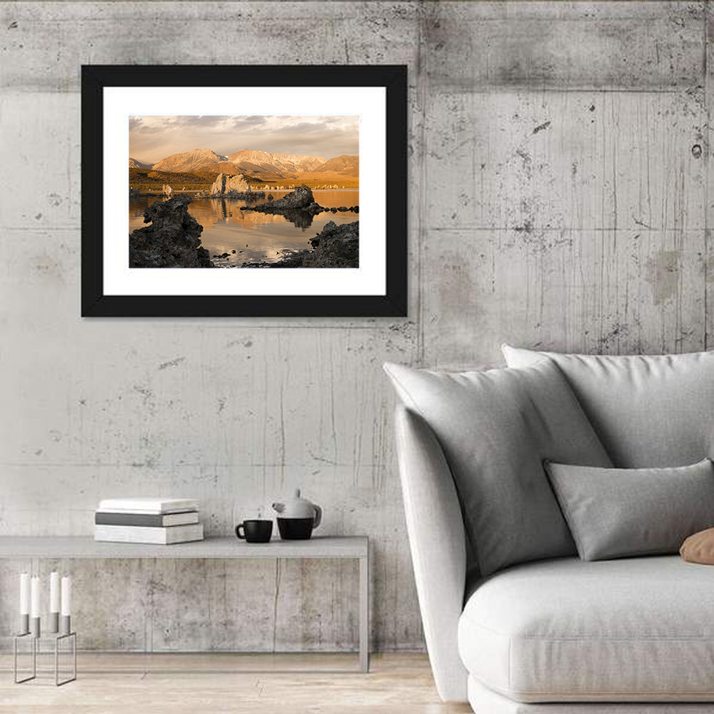 Mono Lake Tufa at Golden Hour Wall Art in a room, landscape