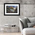 Wooden Cabin in Snowy Mountains Wall Art