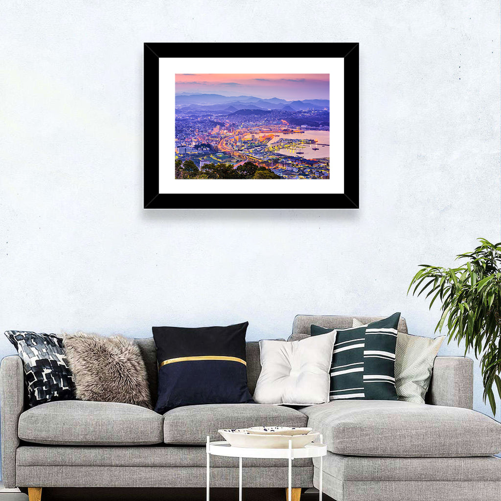 Sasebo Downtown Twilight Harbor Wall Art