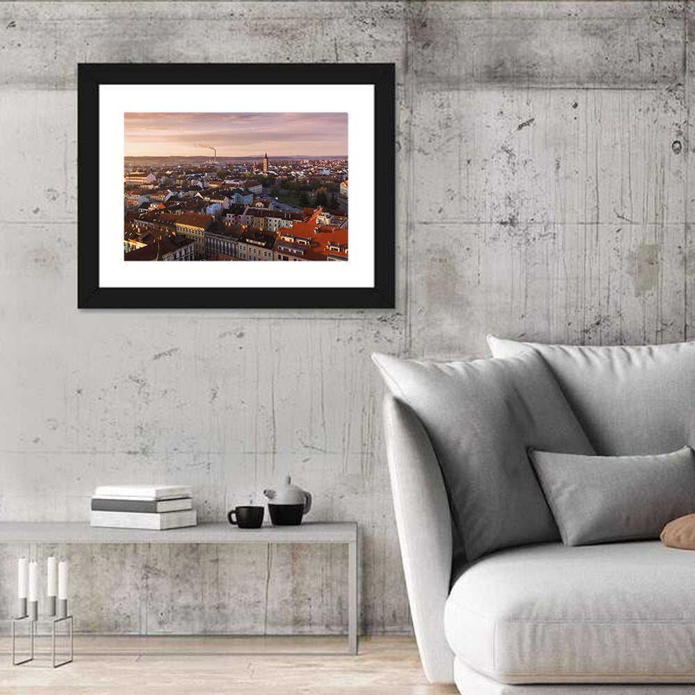 Red Tiled Rooftops at Golden Hour Wall Art