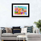 Mediterranean Hillside Watercolor Village Wall Art