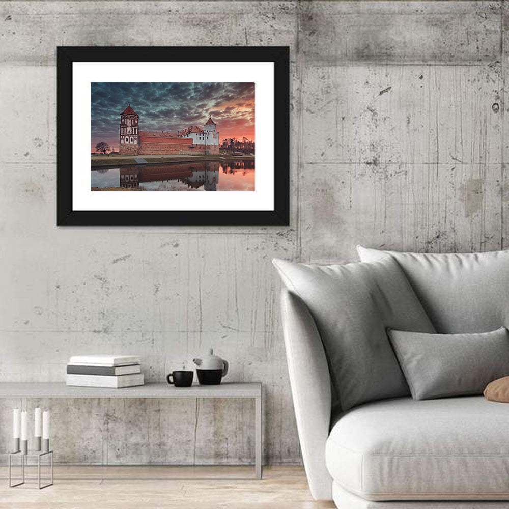 Mir Castle at Dusk Wall Art in a room, landscape