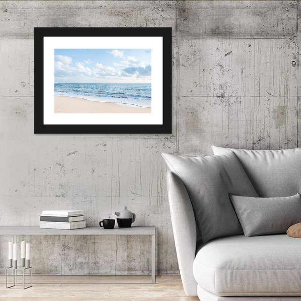 Minimalist Sandy Beach and Gentle Waves Wall Art