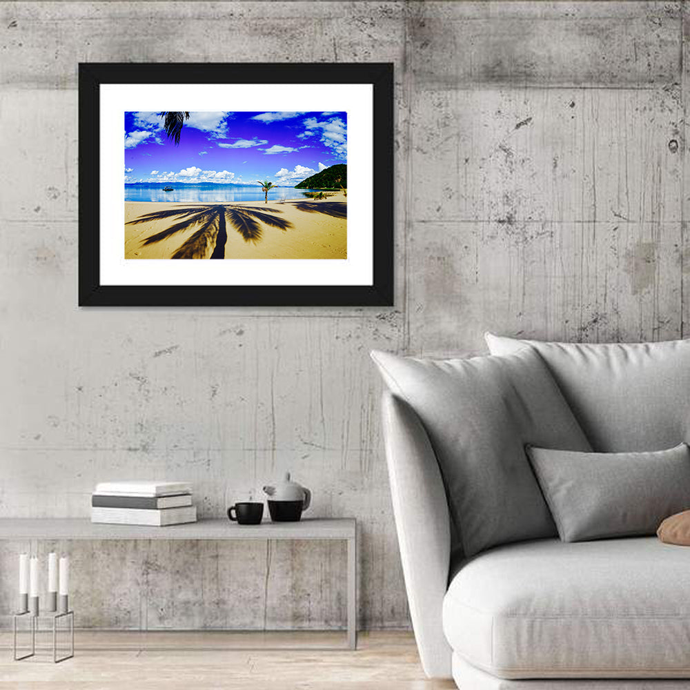 Lake Malawi Palm Shadow Wall Art in a room, landscape