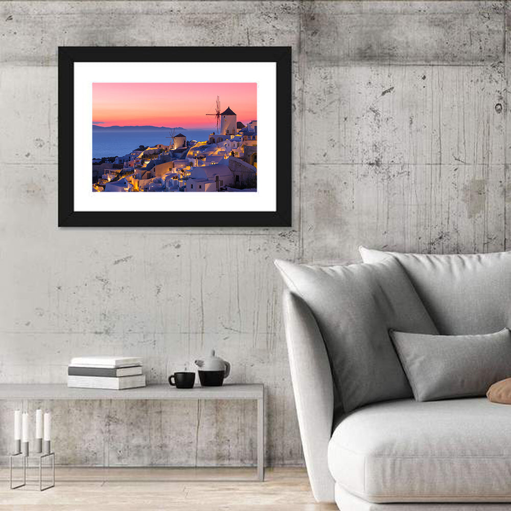Oia Windmills at Dusk Wall Art