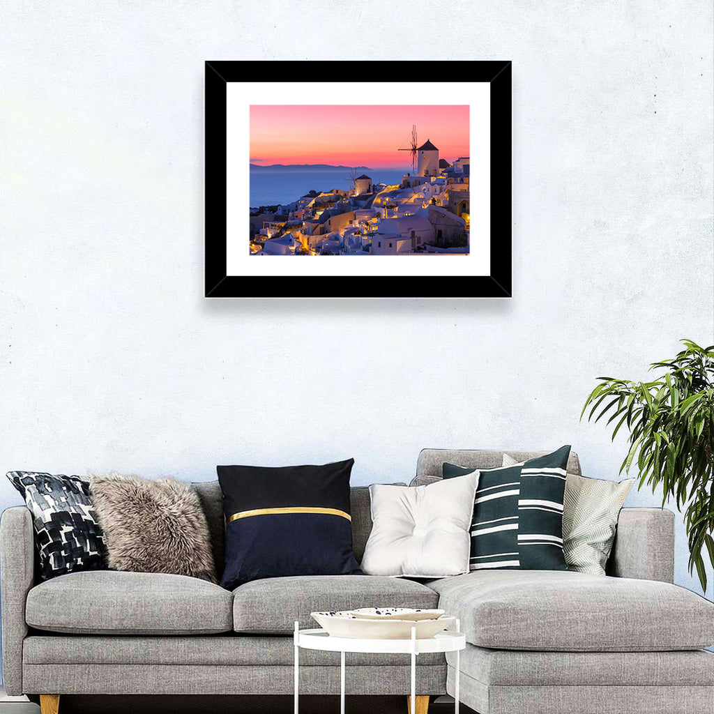 Oia Windmills at Dusk Wall Art