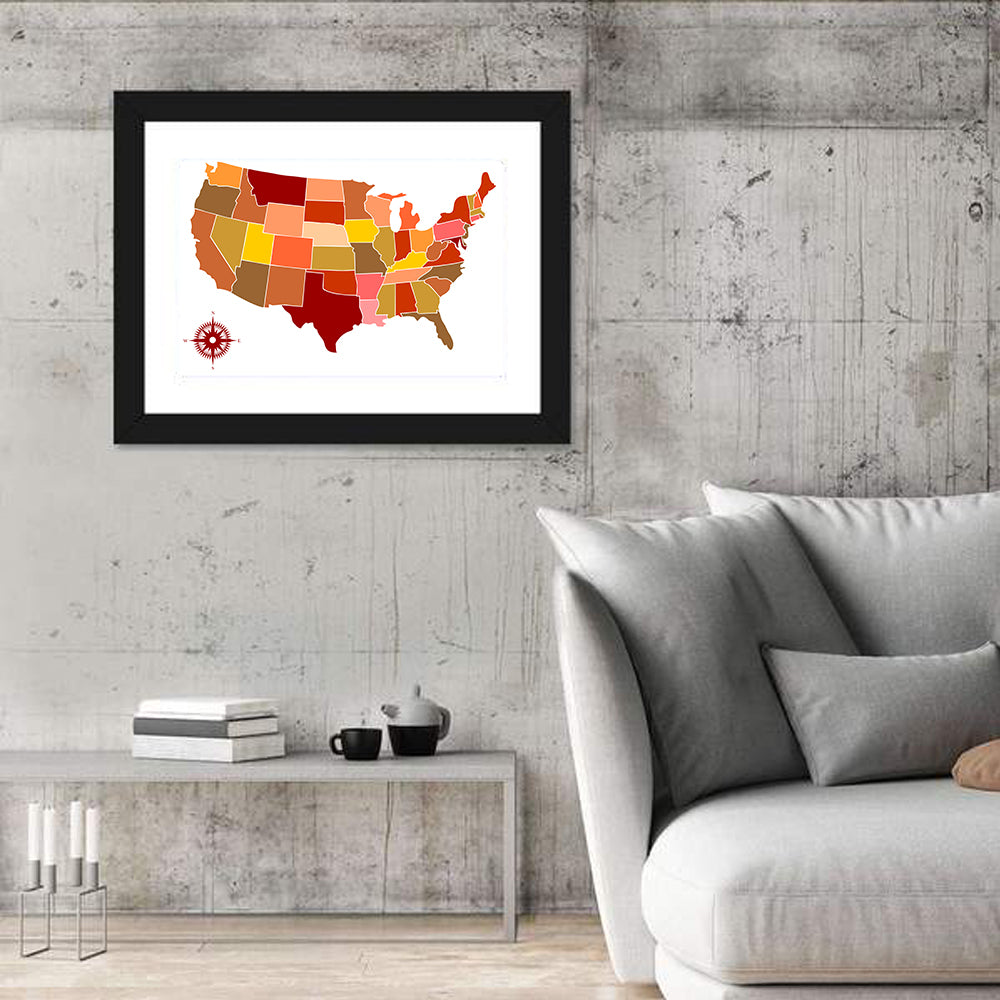 Stylized United States Map Wall Art