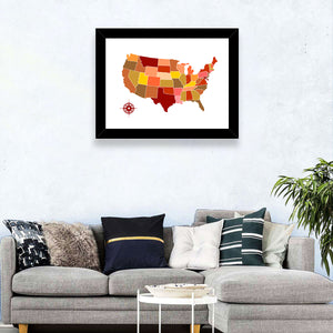 United States Of America Map Wall Art