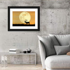 Bull Elk Silhouette Under Supermoon Wall Art