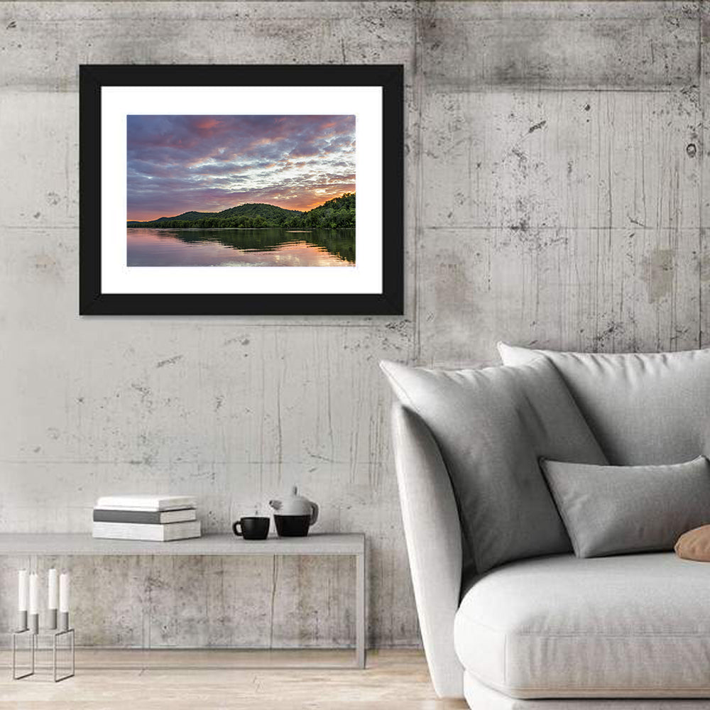 Ohio River Paden City at Dusk Wall Art in a room, landscape