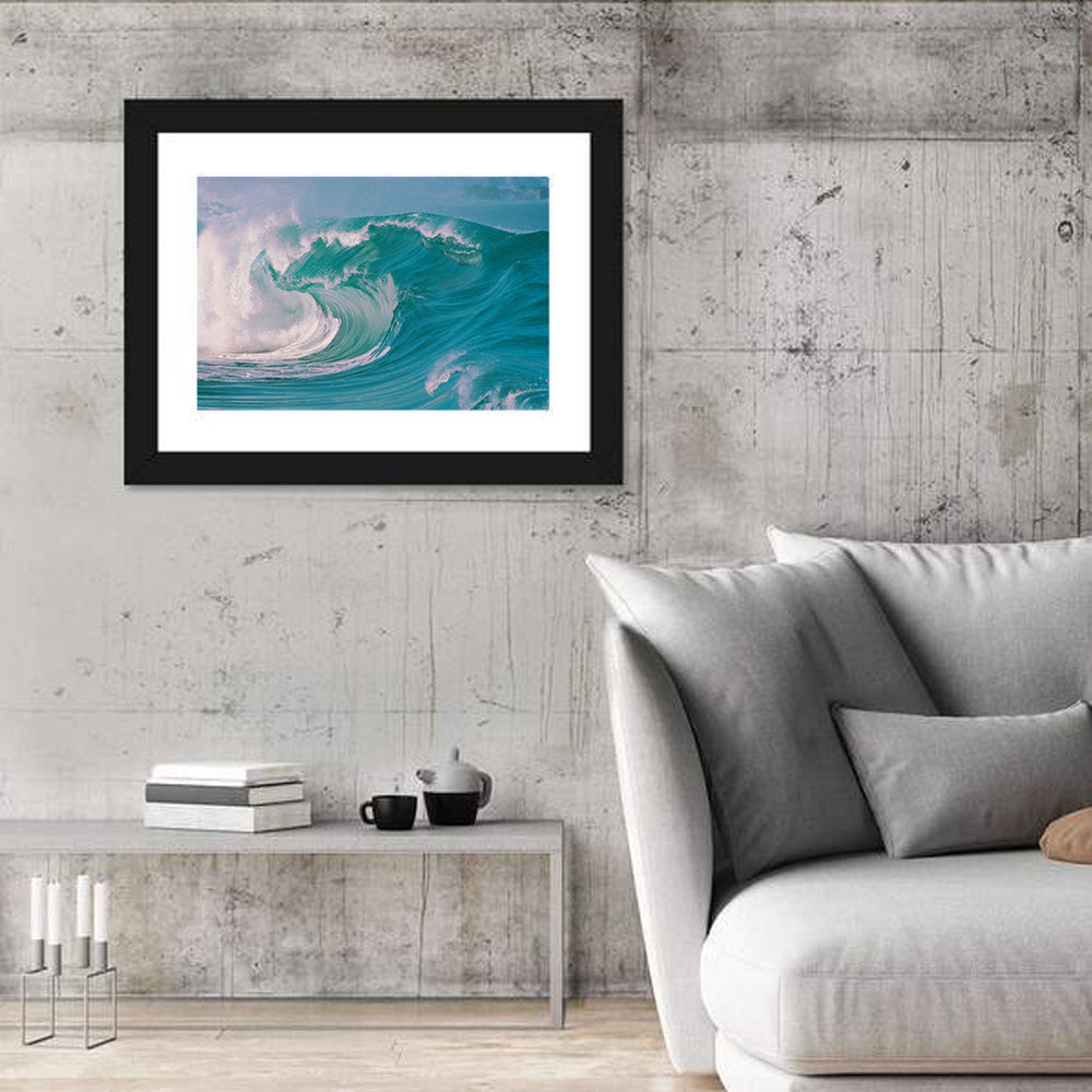 Breaking Barrel Wave Wall Art in a room, landscape