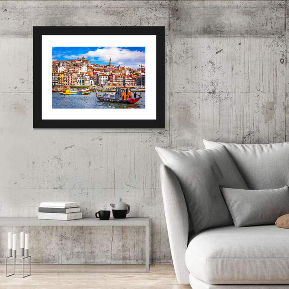 Porto Old Town Douro Riverfront Wall Art in a room, landscape