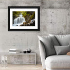 White Cascade Over Mossy Rocks Wall Art