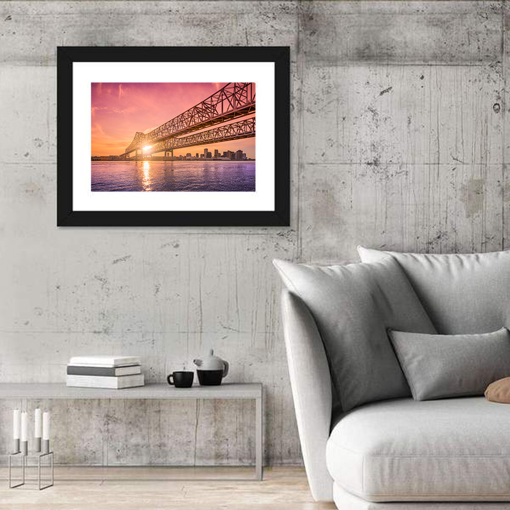 Crescent City Connection at Sunset Wall Art