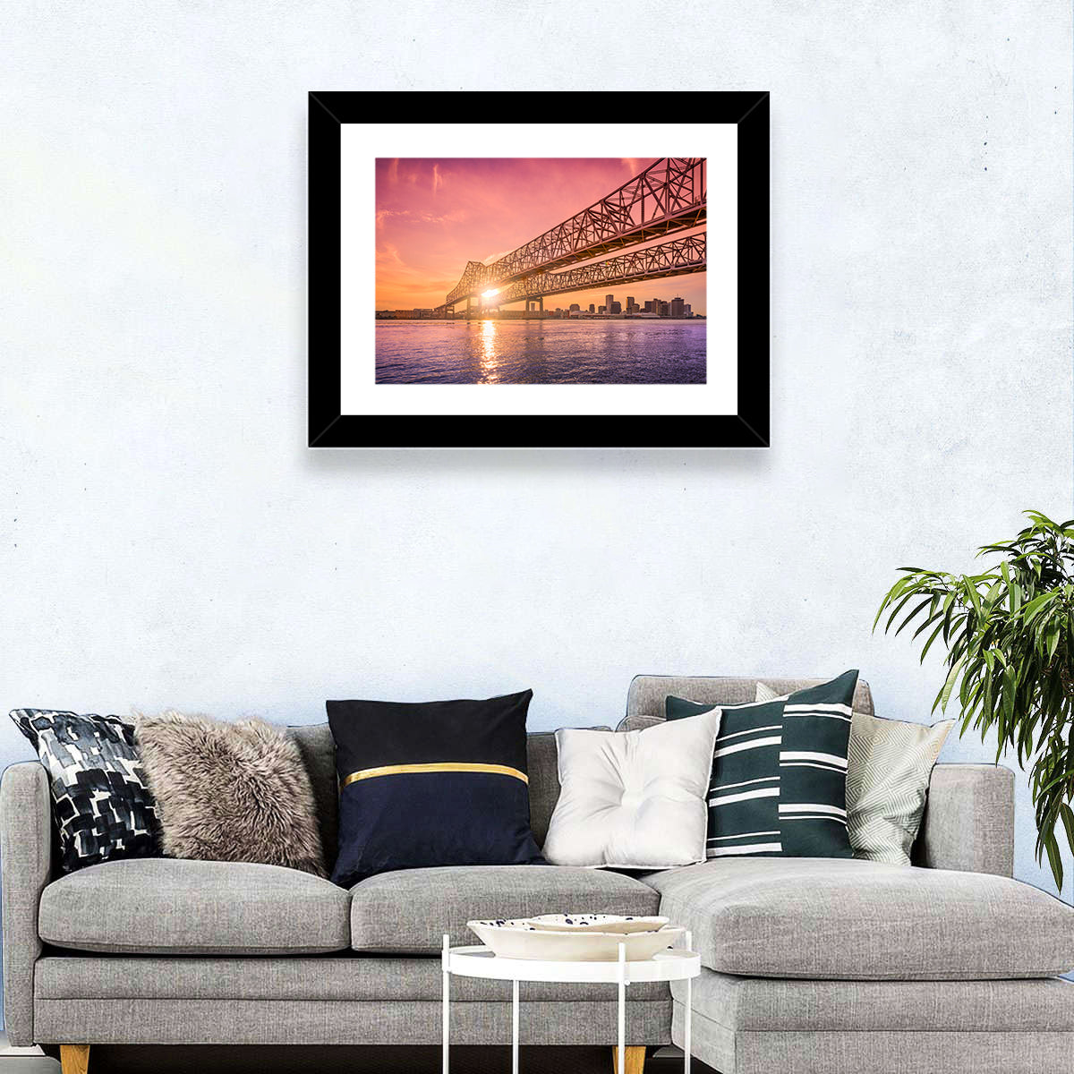 Crescent City Connection at Sunset Wall Art