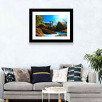 Sunlit Turquoise Waterfall Wall Art