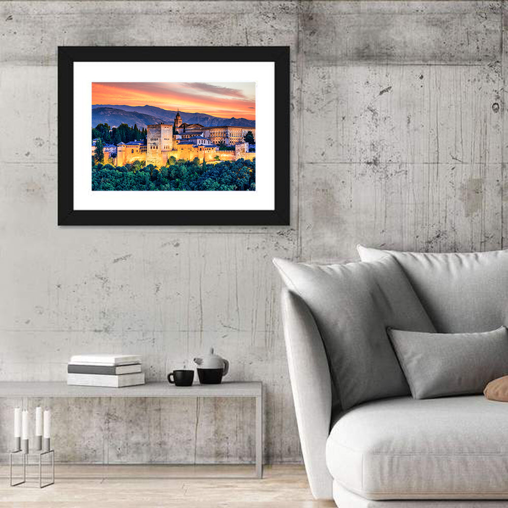 Alhambra Fortress at Golden Sunset Wall Art