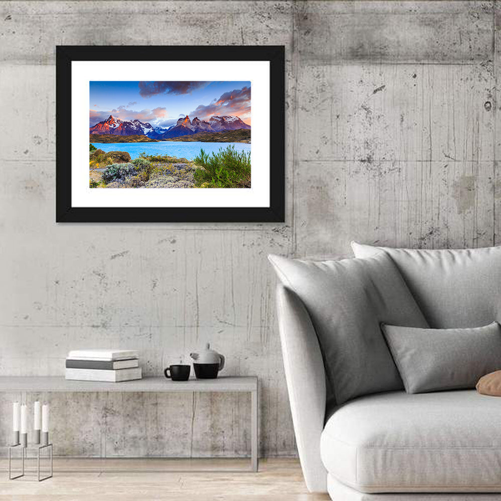 Lake Pehoe at Dawn Wall Art in a room, landscape