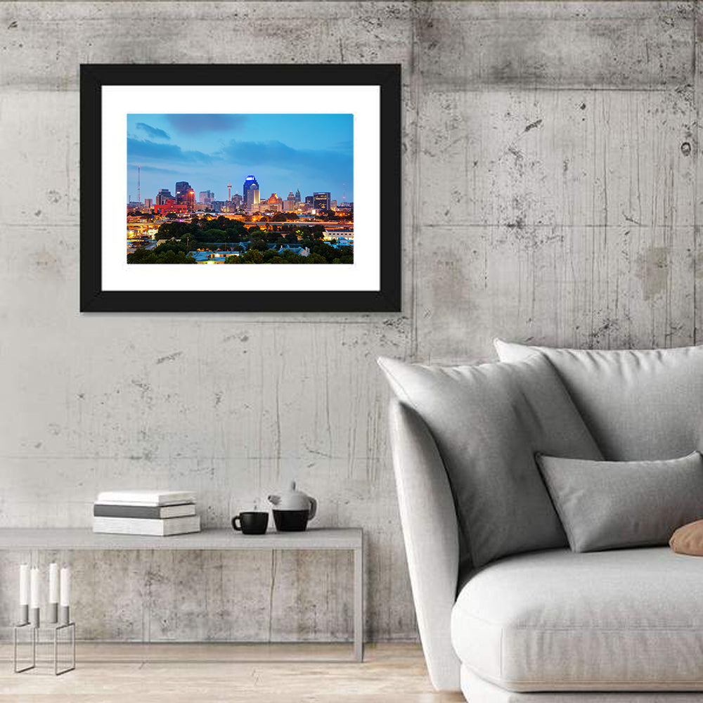 San Antonio Skyline at Dusk Wall Art