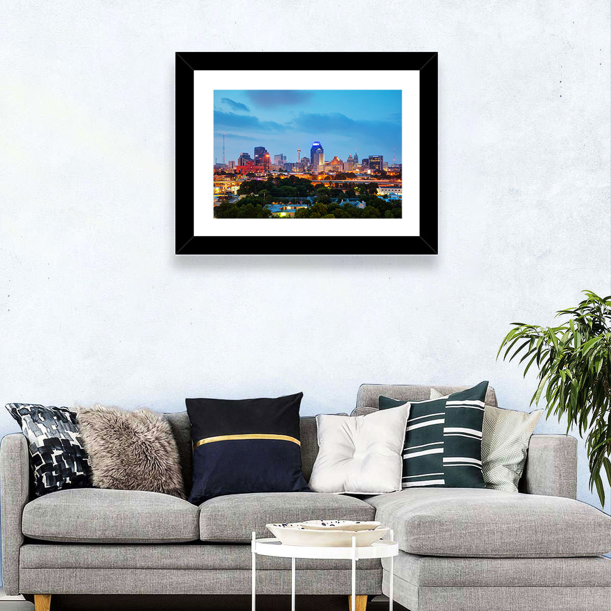 San Antonio Skyline at Dusk Wall Art