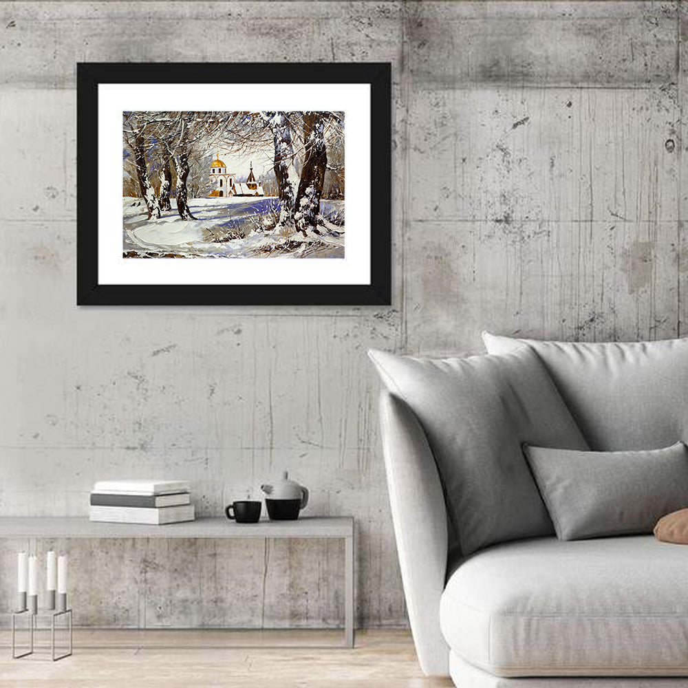 Winter Church with Gold Dome Wall Art