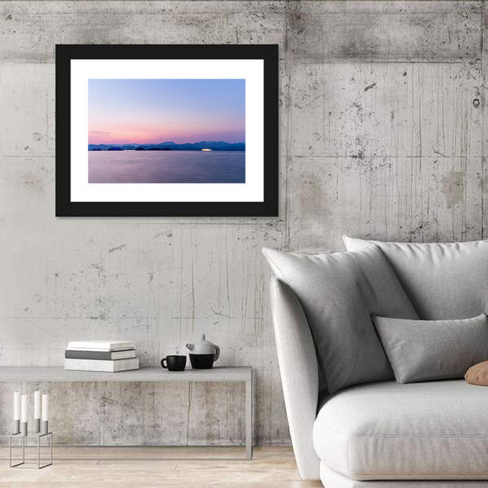 Hangzhou Thousand Island Lake at Dusk Wall Art in a room, landscape