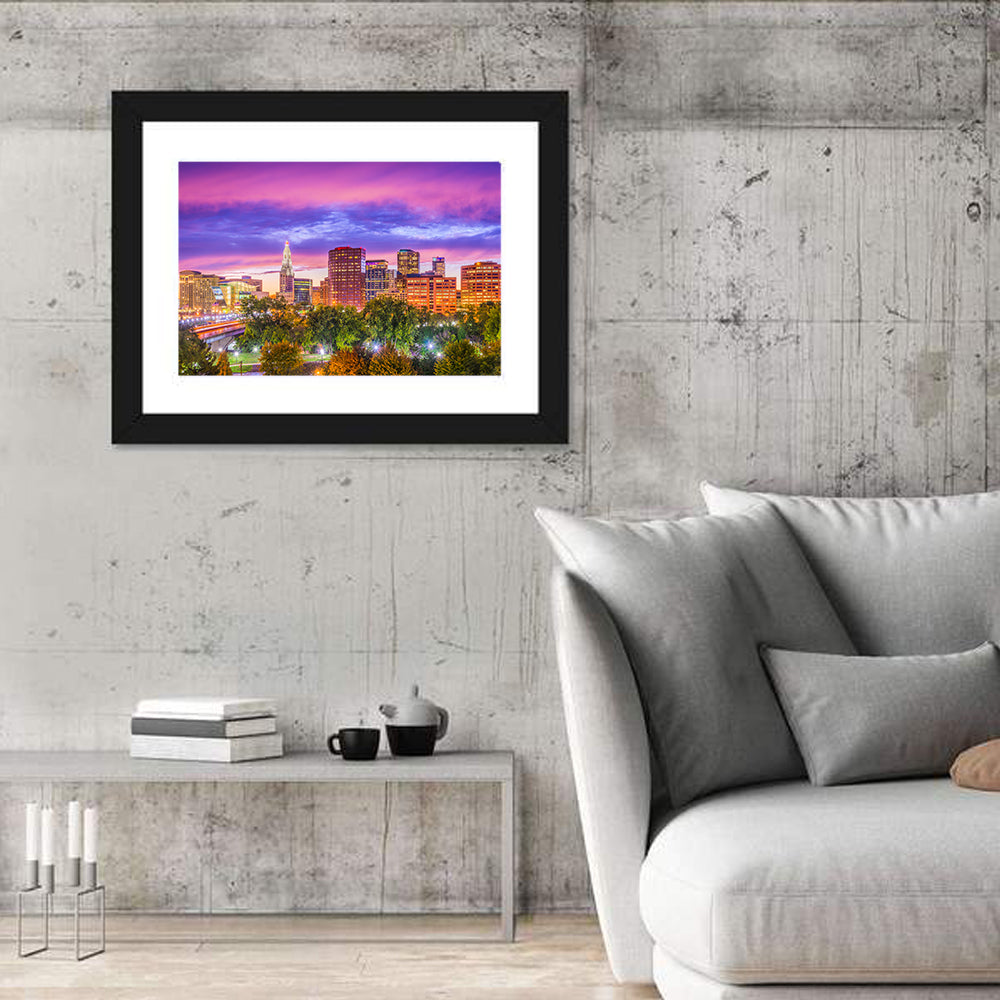 Hartford Skyline at Dusk Wall Art