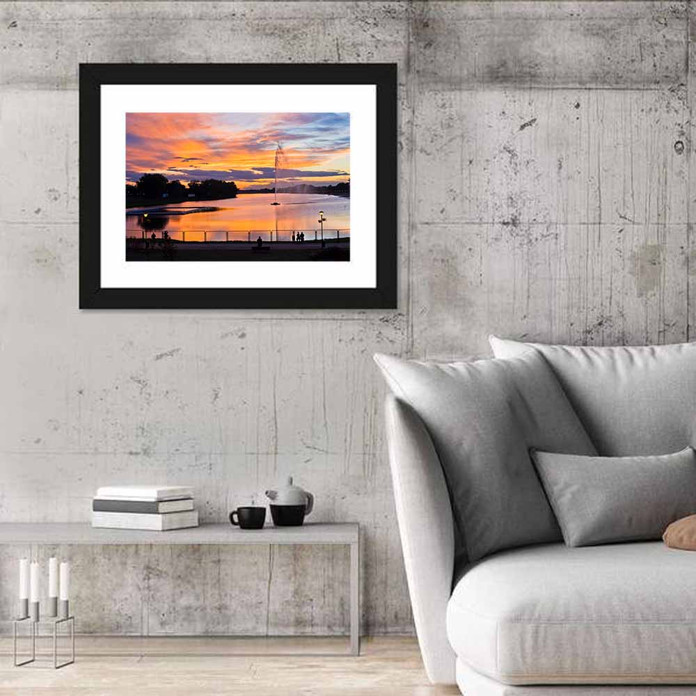 Ada Lake Sunset Wall Art in a room, landscape