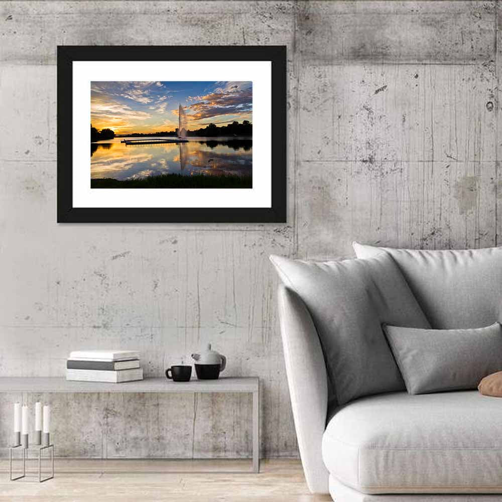 Ada Lake Sunset Ii Wall Art in a room, landscape